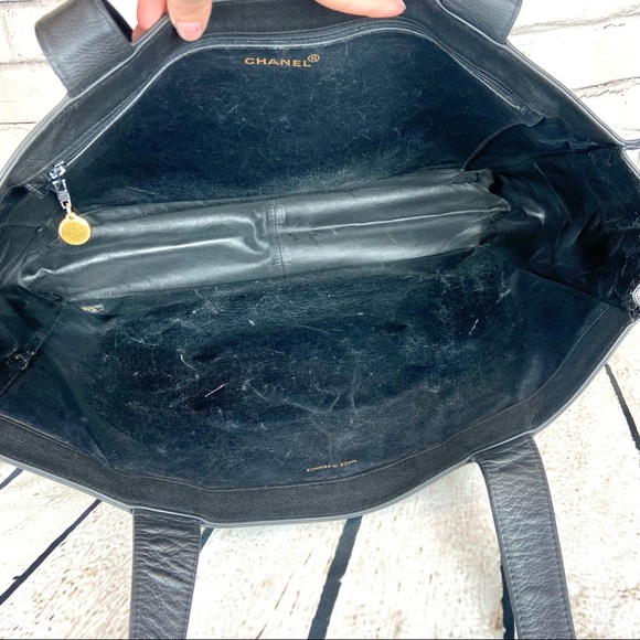 CHANEL large size leather tote *custom* vintage authentic - Picture 3 of 16